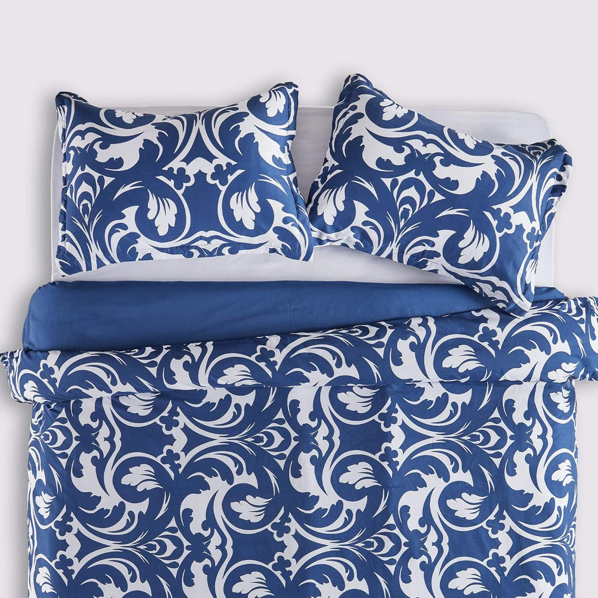 Funda nórdica a rayas matrimonial, juego de funda nórdica de 3 piezas azul gris - Funda de edredón 100% algodón moderna y sencilla con cremallera para adolescentes, niños y hombres - 80x90 pulgadas