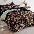 Funda Nórdica Tamaño Queen - 100% Algodón Lavado Salvia Verde Eucalipto Reversible Floral Juego de Funda Nórdica de 3 Piezas con Cierre de Cremallera y Lazos en las Esquinas